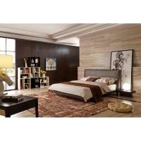 Simple design modern leather back brown bedroom furniture modern