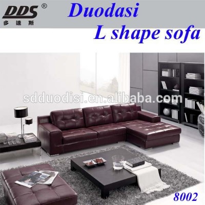 2015 the latest design modern wooden corner leather sofa set designs 8002