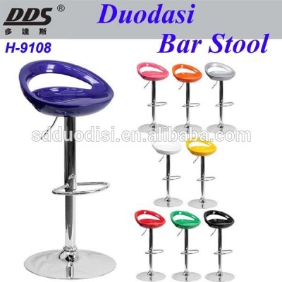 Modern Plastic Adjustable Height Chrome Metal Bar Stool Swivel Color Circle Seat Chair H-9108